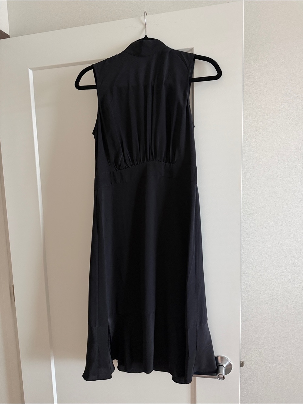 Sleeveless Black Midi Dress with Gathered Waist